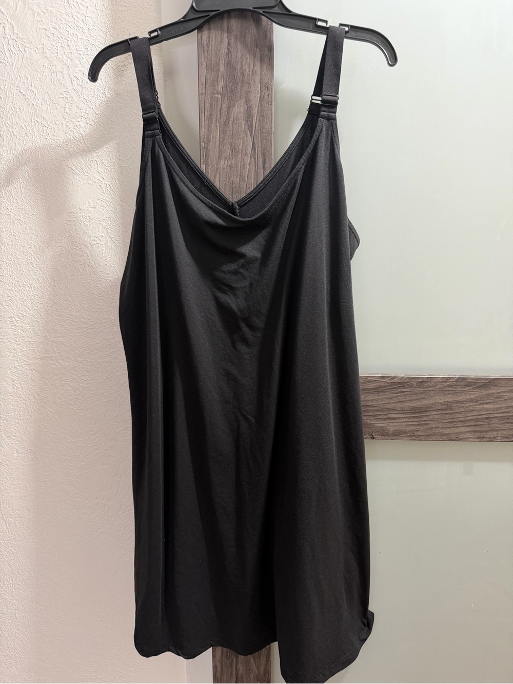 Women's Black Slip Chemise with Adjustable Straps